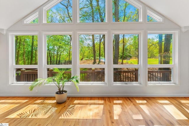 320 Nicklaus Rd, Westminster, SC 29693 - unfurnished sunroom with a wealth of natural light, high vaulted ceiling, and wood finished floors