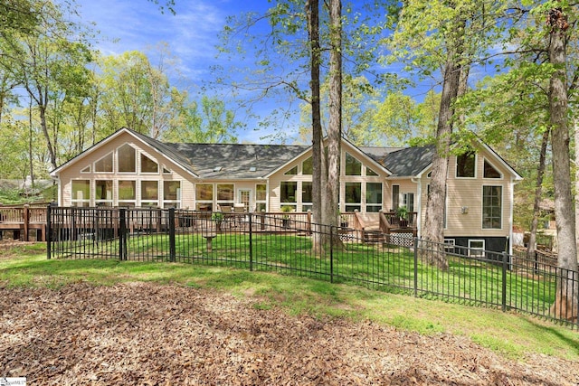 320 Nicklaus Rd, Westminster, SC 29693 - rear view of property with a yard, a fenced backyard, and a deck