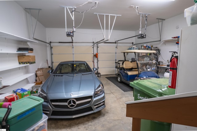 garage with a garage door opener