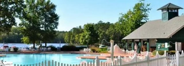 community pool with fence