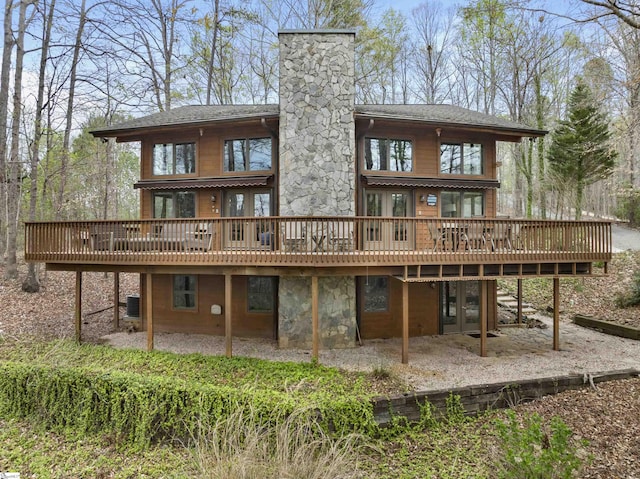 121 Lake Breeze Ln, Westminster, SC 29693 - back of property with a chimney, a deck, and a patio area