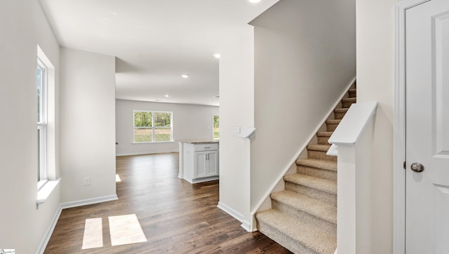 634 Evaleigh St, Woodruff, SC 29388 - stairs featuring recessed lighting, baseboards, and wood finished floors