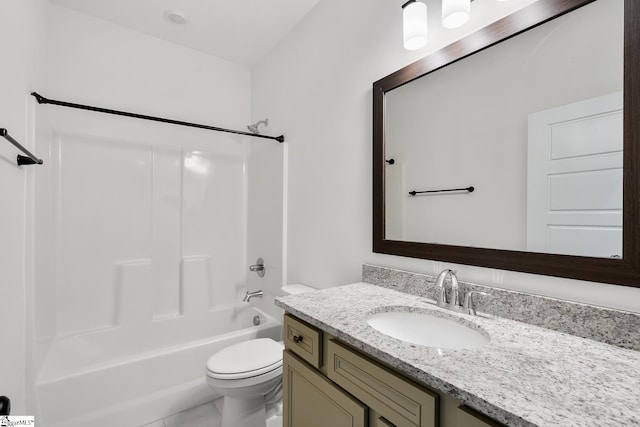 full bathroom with vanity, toilet, and tub / shower combination