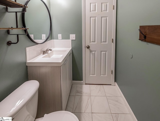 350 Hamilton Pkwy, Easley, SC 29642 - half bathroom with toilet, marble finish floor, vanity, and baseboards