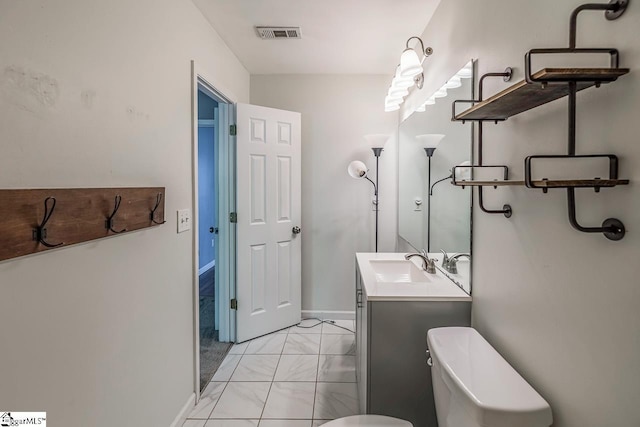 350 Hamilton Pkwy, Easley, SC 29642 - half bathroom with visible vents, baseboards, toilet, vanity, and marble finish floor