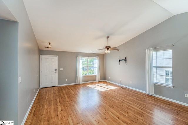 350 Hamilton Pkwy, Easley, SC 29642 - interior space featuring ceiling fan, light wood-style floors, baseboards, and lofted ceiling