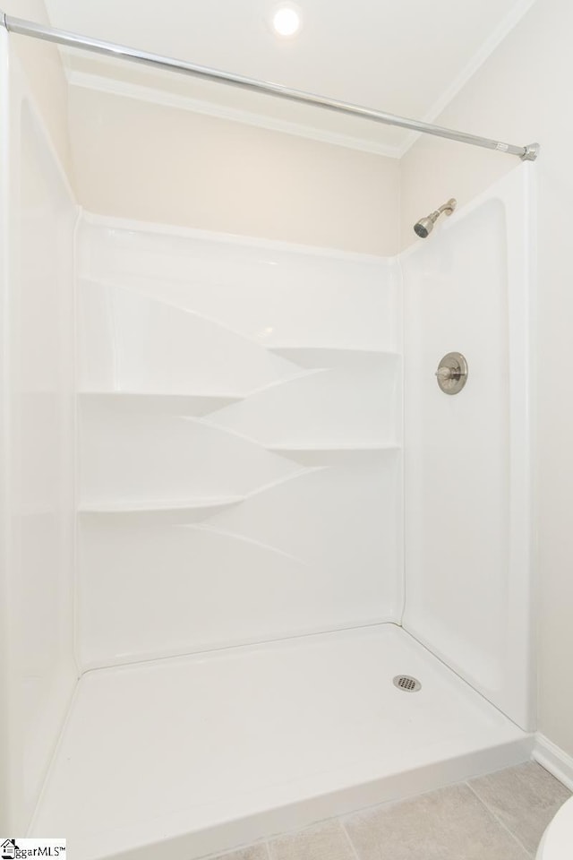 309 Frank St, Easley, SC 29642 - full bath with a stall shower, tile patterned flooring, and recessed lighting