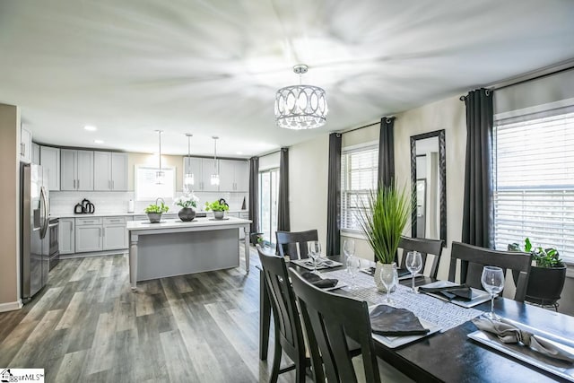 302 Pamela Ln, Laurens, SC 29360 - dining room with a chandelier, wood finished floors, and recessed lighting