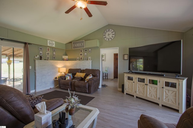4041 N 101st Hwy, Greer, SC 29651 - living room featuring ceiling fan, wood finished floors, and lofted ceiling