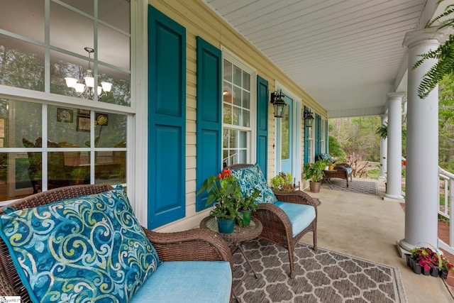 view of patio featuring a porch