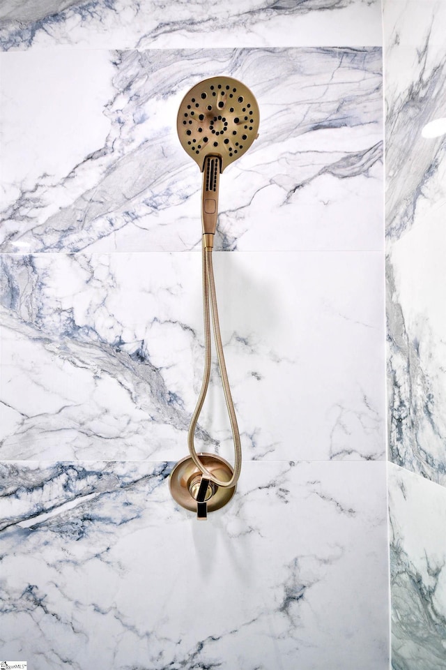 interior details with a marble finish shower