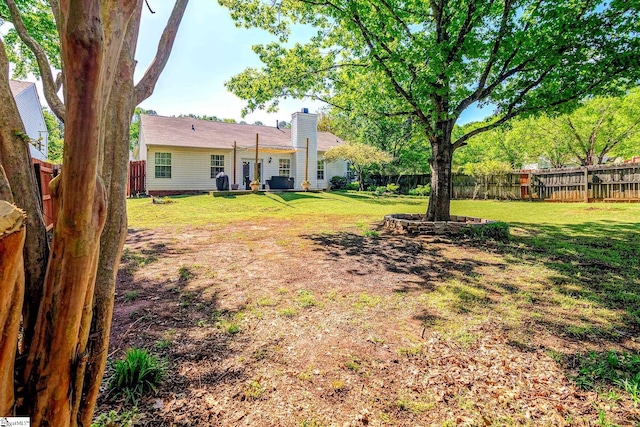 view of yard with a fenced backyard
