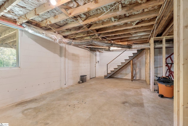 below grade area featuring stairway