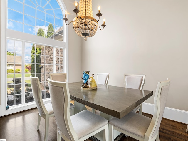 dining room with a chandelier and wood finished floors