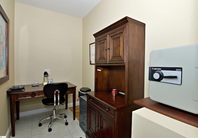 home office with baseboards