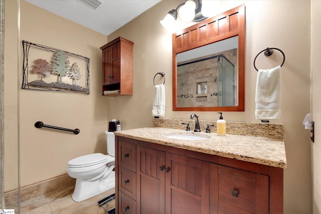 323 Long Reach Dr, Salem, SC 29676 - full bathroom featuring toilet, vanity, a shower stall, and visible vents