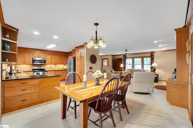 323 Long Reach Dr, Salem, SC 29676 - dining area featuring recessed lighting, ceiling fan with notable chandelier, and light colored carpet