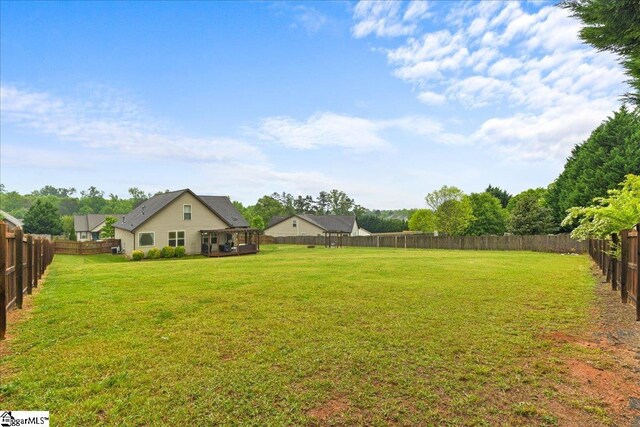 view of yard featuring a fenced backyard