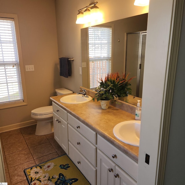 670 Secretariat Dr, Boiling Springs, SC 29316 - bathroom with a sink, tile patterned floors, double vanity, and a stall shower