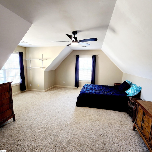 670 Secretariat Dr, Boiling Springs, SC 29316 - carpeted bedroom featuring baseboards, a ceiling fan, and lofted ceiling