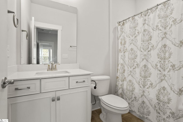 901 Whitemarsh Ave, Simpsonville, SC 29680 - full bathroom with toilet, tile patterned flooring, a shower with curtain, and vanity