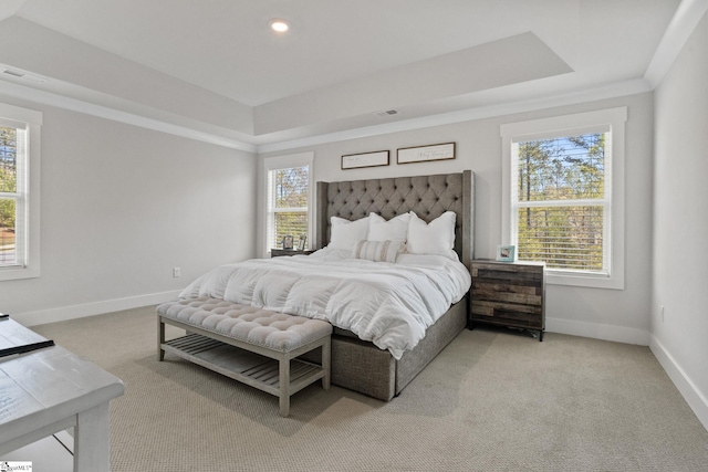 901 Whitemarsh Ave, Simpsonville, SC 29680 - carpeted bedroom featuring a tray ceiling, baseboards, recessed lighting, and visible vents