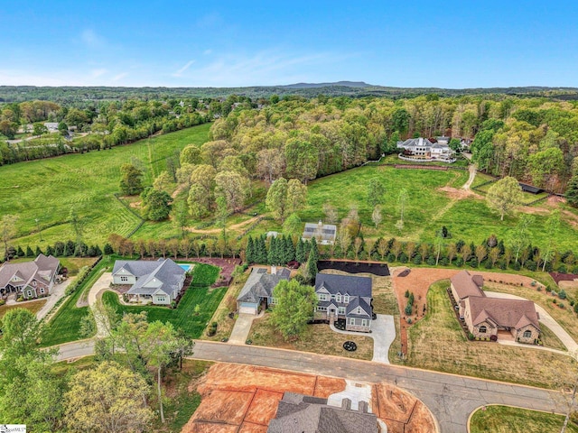 aerial view with a forest view