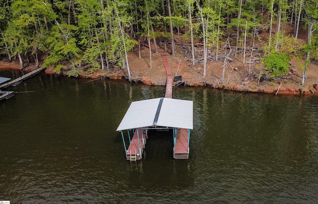 view of dock featuring a water view