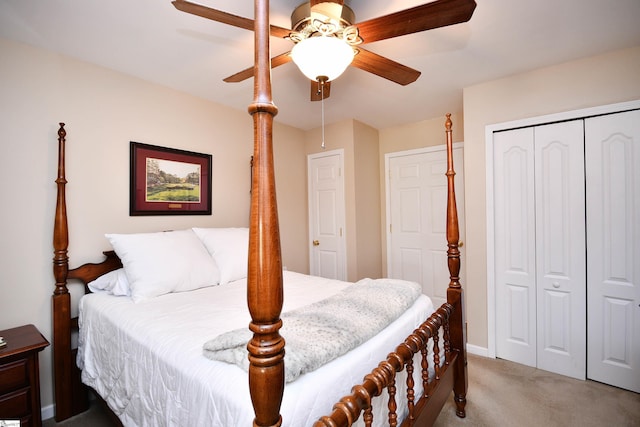 1337 Millrock Church Rd, Gray Court, SC 29645 - bedroom featuring a closet, baseboards, a ceiling fan, and light colored carpet