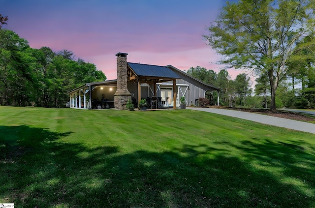 1337 Millrock Church Rd, Gray Court, SC 29645 - view of front of property with a chimney, metal roof, and a front yard