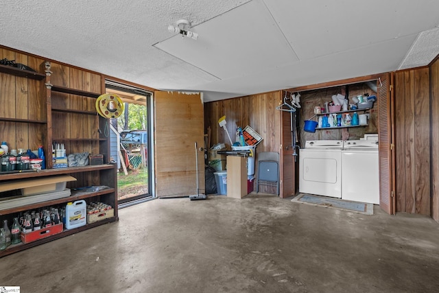 407 Rotterdam Rd, Easley, SC 29640 - garage featuring wood walls and independent washer and dryer