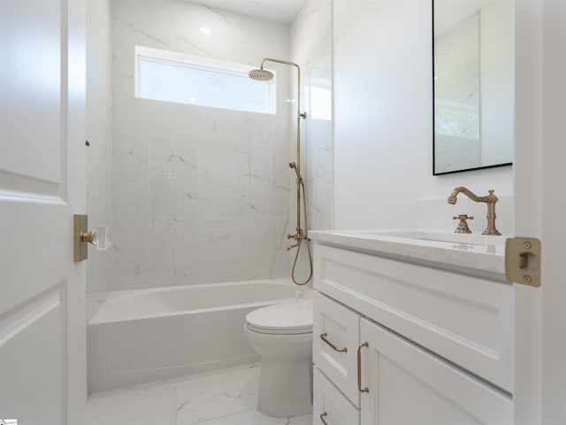 242 Queensbury Way, Spartanburg, SC 29302 - full bathroom featuring shower / bathing tub combination, toilet, marble finish floor, and vanity