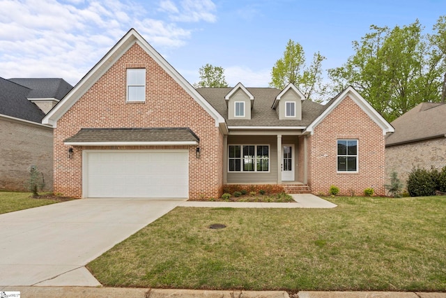 47 Park Vista Way, Greenville, SC 29617 - view of front of house with a shingled roof, concrete driveway, a front yard, and brick siding