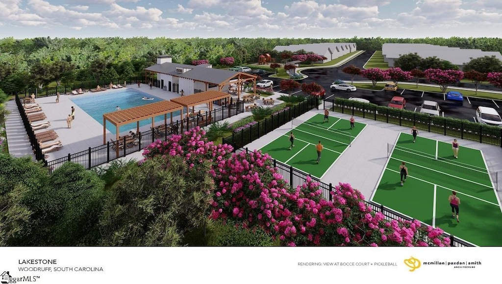 1421 Slades St Lot 0325, Woodruff, SC 29388 - surrounding community with a tennis court and fence