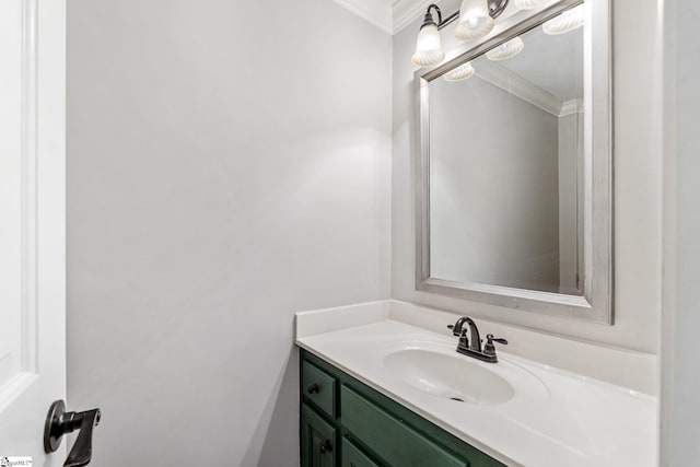 bathroom with vanity and ornamental molding