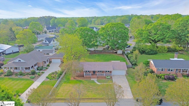 birds eye view of property with a residential view