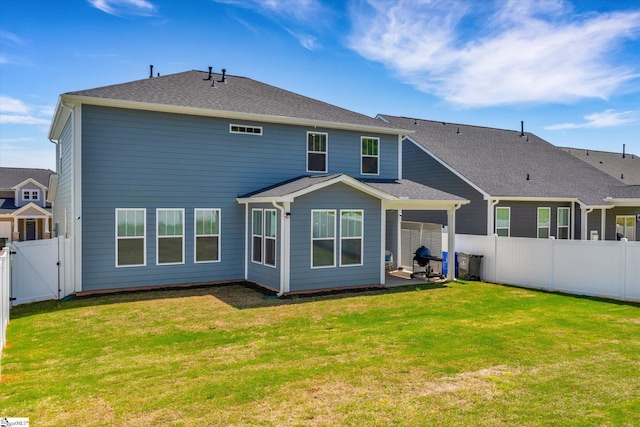 102 Moorish Cir, Simpsonville, SC 29681 - back of house with a yard, a fenced backyard, a gate, and a patio area