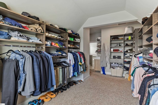 walk in closet with carpet flooring and visible vents