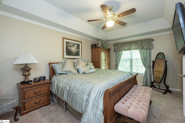 38 River Park Ln, Taylors, SC 29687 - bedroom featuring a tray ceiling, ornamental molding, baseboards, and light carpet