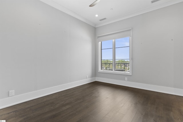 110 N Markley St Unit 304, Greenville, SC 29601 - spare room with baseboards, ornamental molding, visible vents, and dark wood-style floors