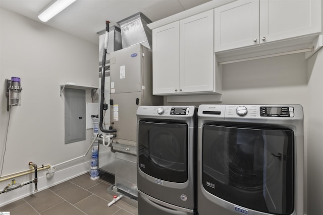 110 N Markley St Unit 304, Greenville, SC 29601 - laundry room with cabinet space, electric panel, washing machine and clothes dryer, and dark tile patterned flooring