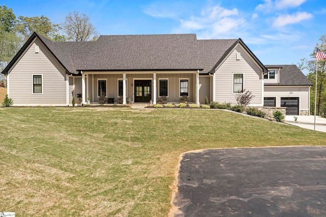 1359 Martin Creek Rd, Seneca, SC 29678 - view of front of property featuring a shingled roof, driveway, a front lawn, and covered porch
