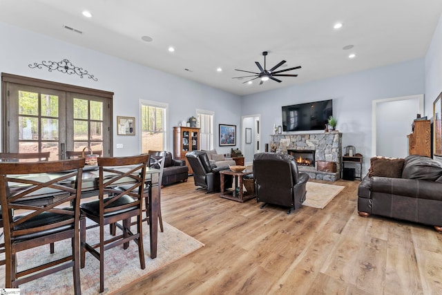 1359 Martin Creek Rd, Seneca, SC 29678 - living room with light wood finished floors, visible vents, and recessed lighting