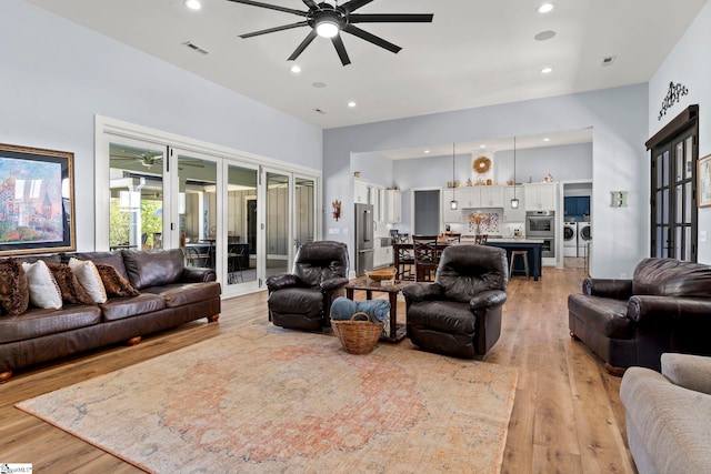 1359 Martin Creek Rd, Seneca, SC 29678 - living area with visible vents, light wood finished floors, and ceiling fan