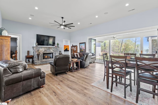 1359 Martin Creek Rd, Seneca, SC 29678 - living area featuring recessed lighting, light wood-style flooring, and visible vents