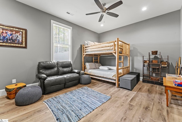 1359 Martin Creek Rd, Seneca, SC 29678 - bedroom with baseboards, visible vents, recessed lighting, wood finished floors, and ceiling fan