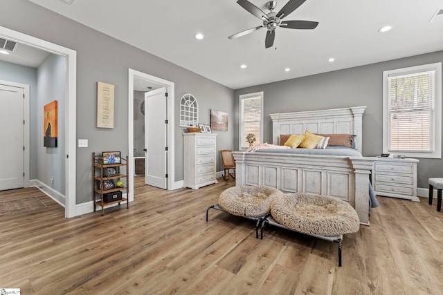 1359 Martin Creek Rd, Seneca, SC 29678 - bedroom featuring baseboards, multiple windows, light wood finished floors, and recessed lighting