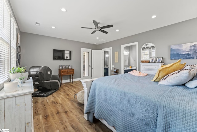 1359 Martin Creek Rd, Seneca, SC 29678 - bedroom with baseboards, visible vents, light wood finished floors, and recessed lighting