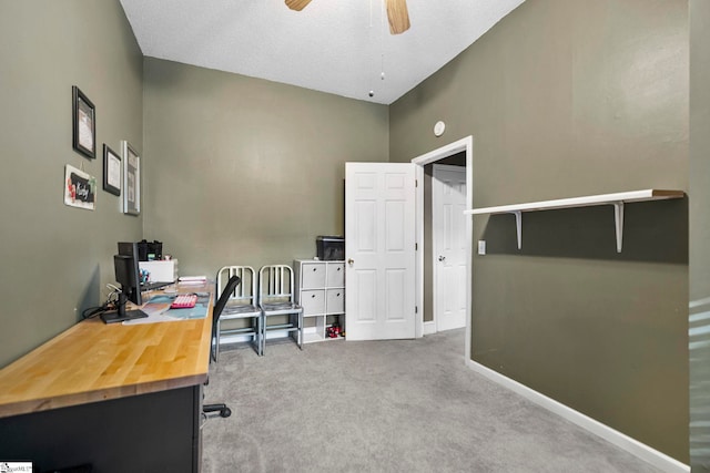 408 S 2nd St, Easley, SC 29640 - home office with ceiling fan, carpet floors, and baseboards