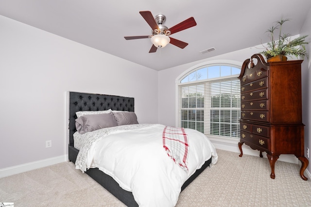 127 Warren Dr, Easley, SC 29640 - carpeted bedroom featuring visible vents, baseboards, and ceiling fan